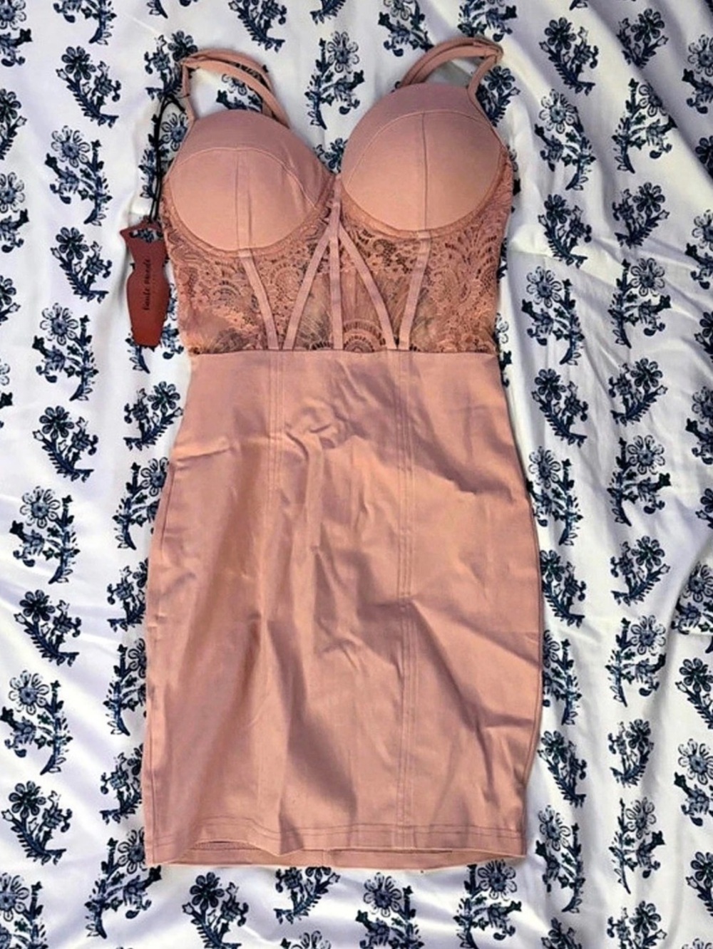 House of CB Lace Bodice Mini Dress in Pink